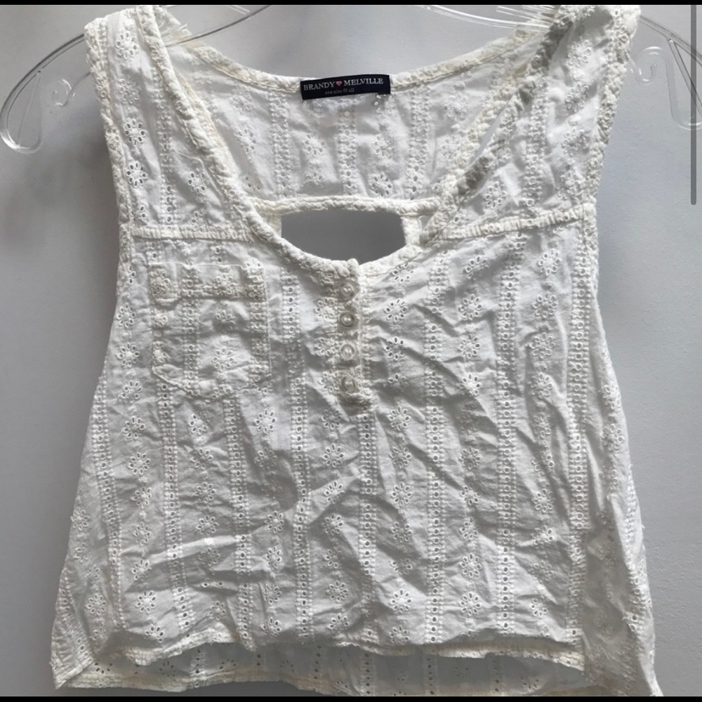 Brandy Melville White Eyelet Top